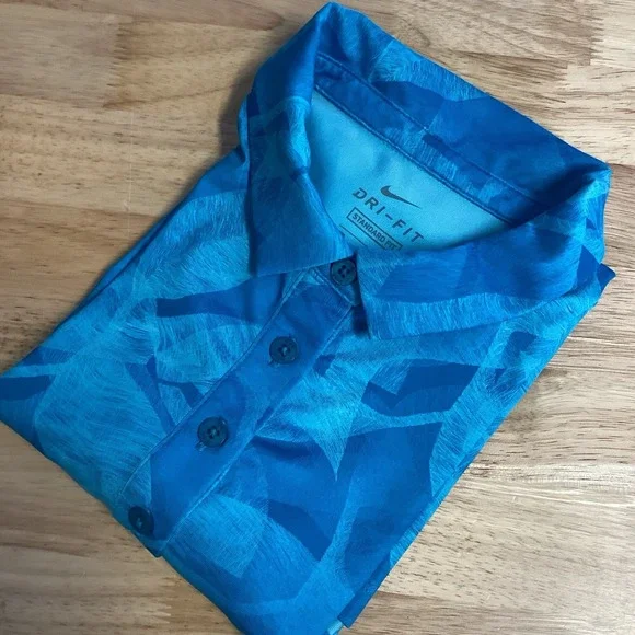 Ladies Nike Floral Short Sleeved Golf Polo- Large- Blue - Picture 1 of 7